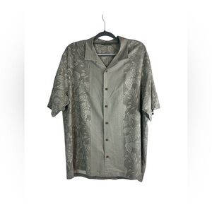 Tommy Bahama Men’s Silk Camp Shirt XL Gray Tropical Button Front‎ vacation